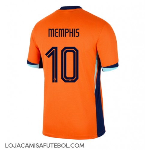 Camisa de Futebol Holanda Memphis Depay #10 Equipamento Principal Europeu 2024 Manga Curta